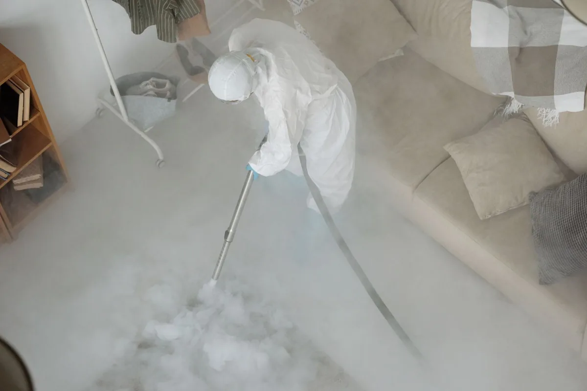 Biohazard cleanup technician in protective equipment, Monterey, Jacksonville, FL